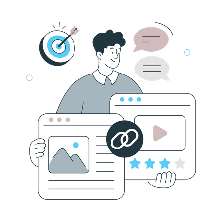 Man showing Link Building on website  Illustration