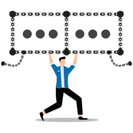 Man showing Link idea for solution  Illustration