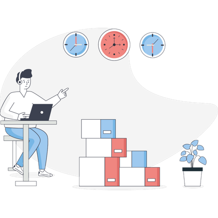 Man showing logistics delivery  Illustration