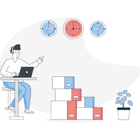 Man showing logistics delivery  Illustration