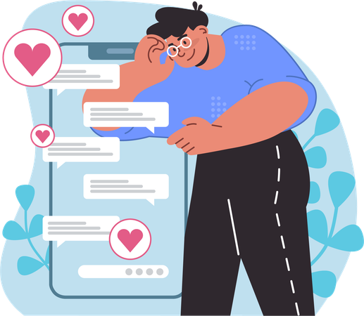 Man showing love chat  Illustration