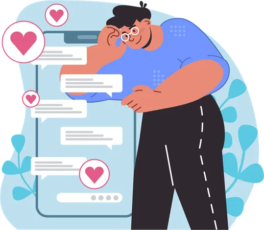 Man showing love chat  Illustration