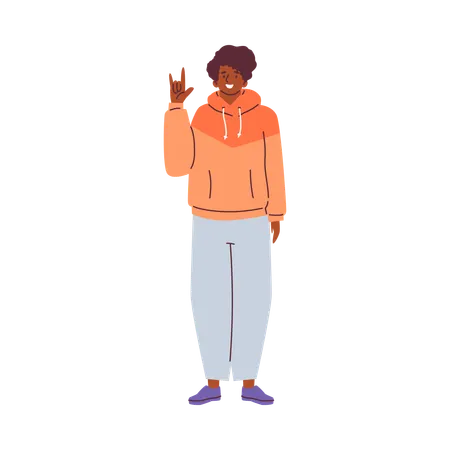 Man showing love gesture with sign language  Illustration