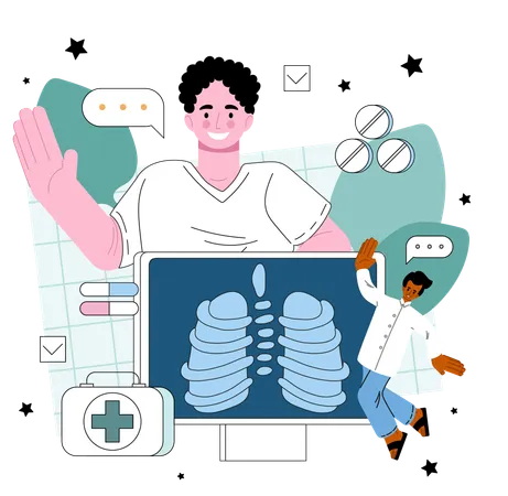 Man showing lungs report  Illustration
