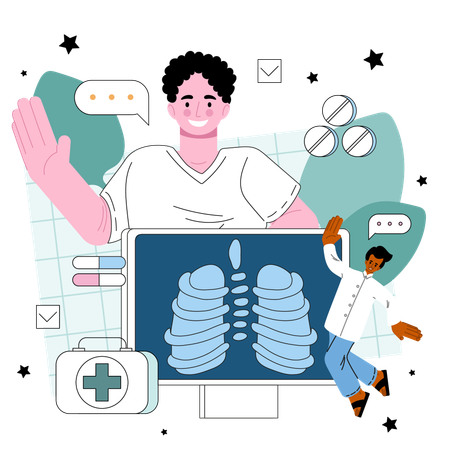 Man showing lungs report  Illustration