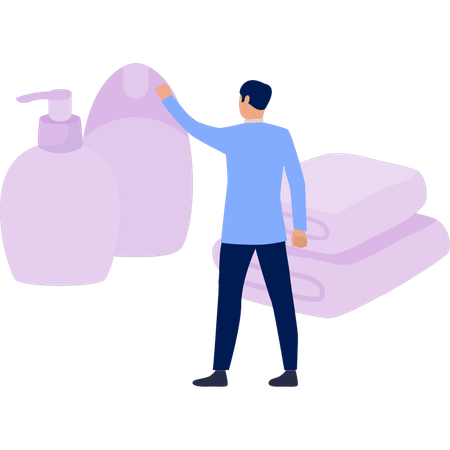 Man showing makeup product  Illustration