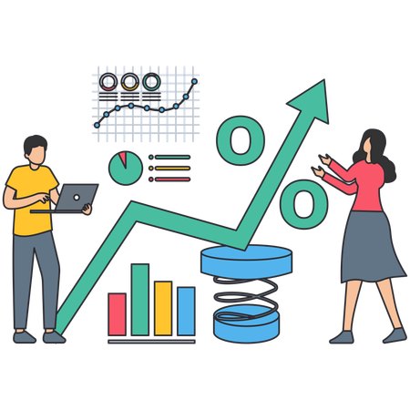 Man showing Market interest rate high  Illustration