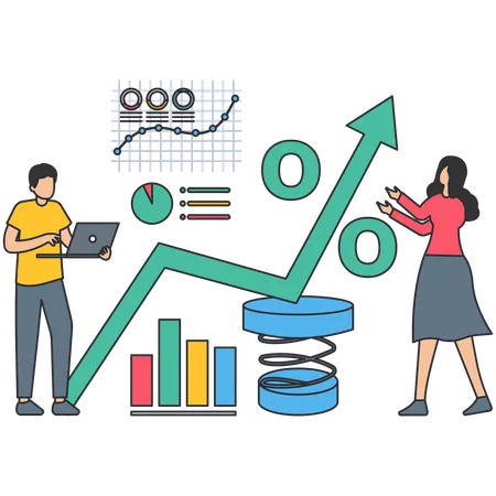 Man showing Market interest rate high  Illustration
