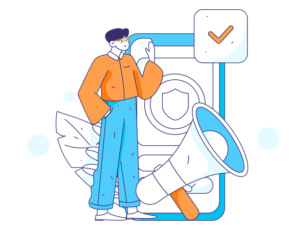 Man showing Marketing security  Illustration