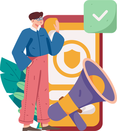 Man showing Marketing security  Illustration