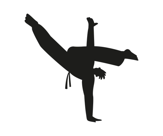 Man showing martial arts pose  Illustration