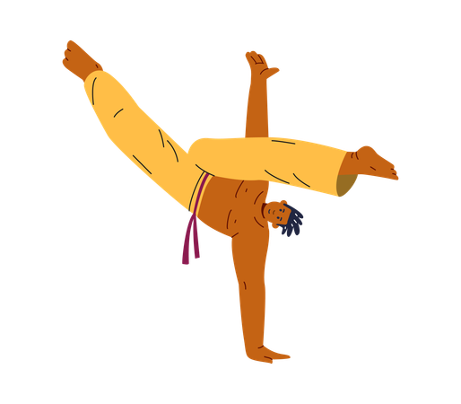 Man showing martial arts pose  Illustration