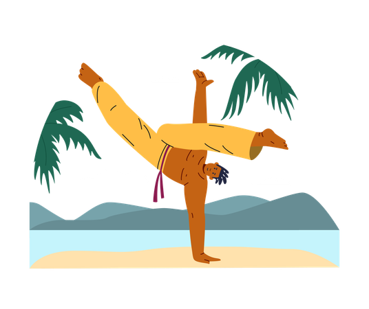 Man Showing Martial Arts Pose  Illustration