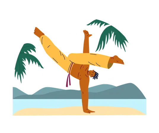 Man Showing Martial Arts Pose  Illustration