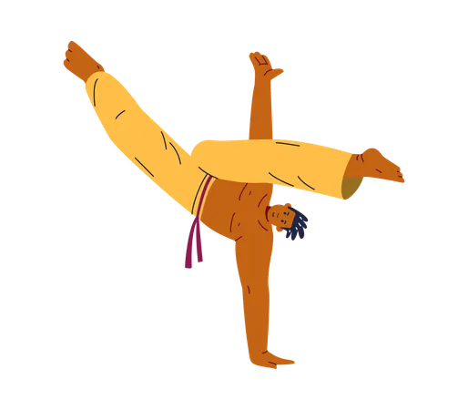 Man showing martial arts pose  Illustration