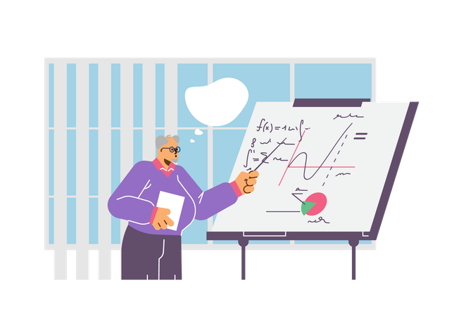 Man showing maths graph report  Illustration