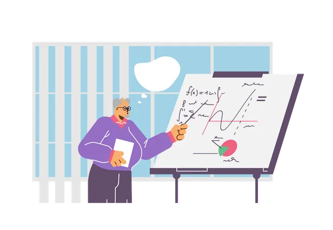 Man showing maths graph report  Illustration