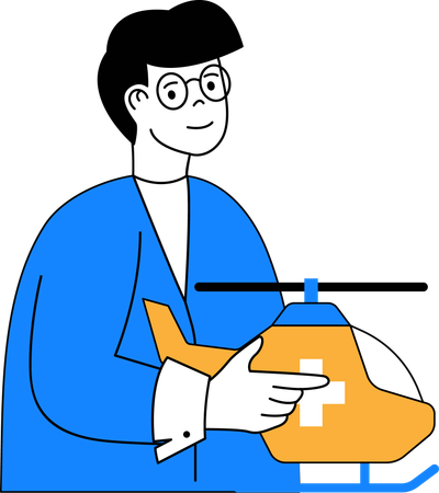 Man showing medical emergency helicopter  Illustration