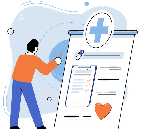 Man showing medical policy  Illustration