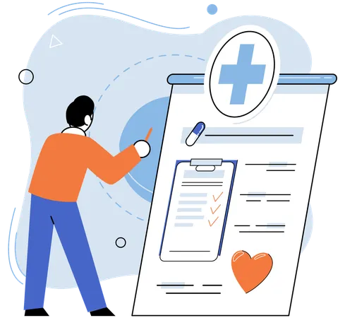 Man showing medical policy  Illustration