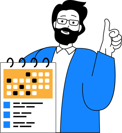 Man showing medical schedule  Illustration