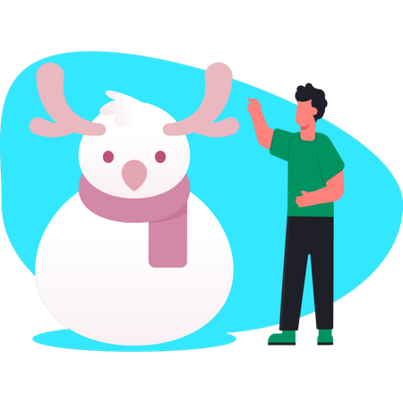 Man showing mini snowman  Illustration