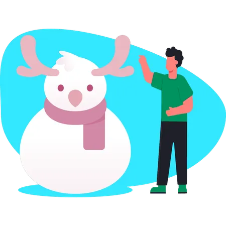 Man showing mini snowman  Illustration