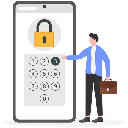 Man showing mobile password  Illustration