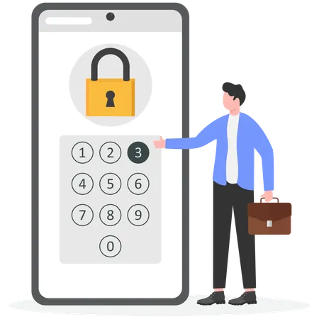Man showing mobile password  Illustration