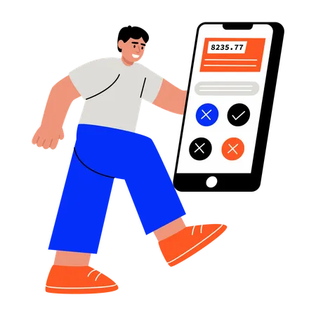 Man showing mobile payment method  Illustration