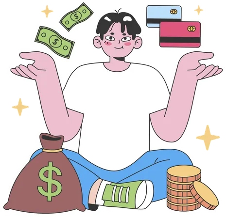 Man showing money  Illustration