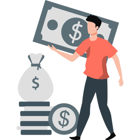 Man showing money  Illustration