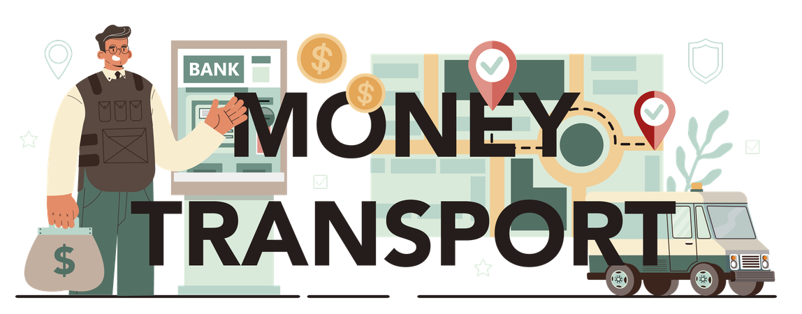 Man showing Money transport  Illustration