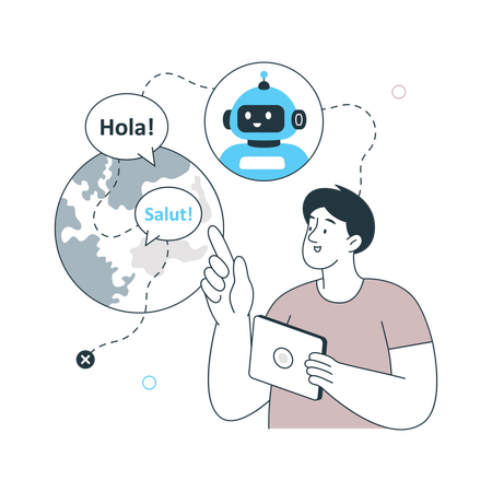 Man showing Multilingual Call  Illustration