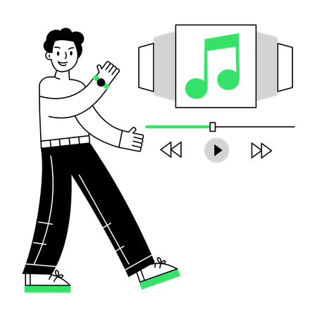 Man showing Music Playlist  Illustration