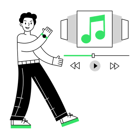 Man showing Music Playlist  Illustration