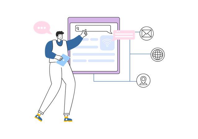 Man showing network security  Illustration
