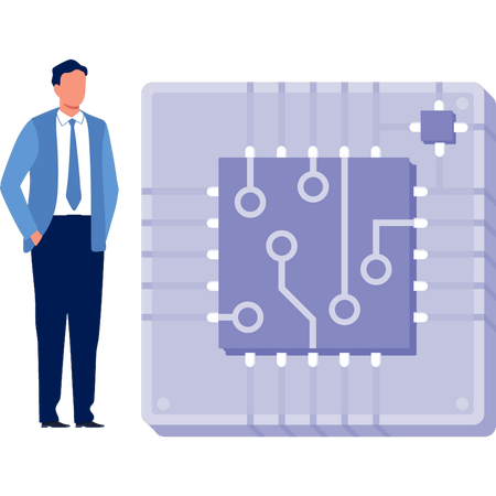 Man showing networking chip  Illustration