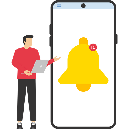 Man showing new email notification on phone  Illustration