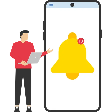 Man showing new email notification on phone  Illustration