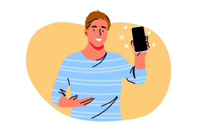 Man showing new mobile phone  Illustration