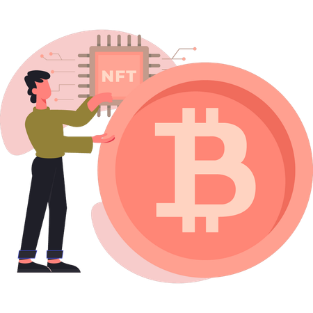 Man showing NFT networking  Illustration