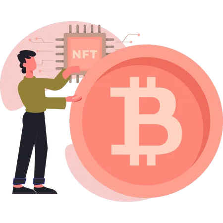 Man showing NFT networking  Illustration