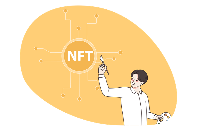 Man showing NFT symbol  Illustration