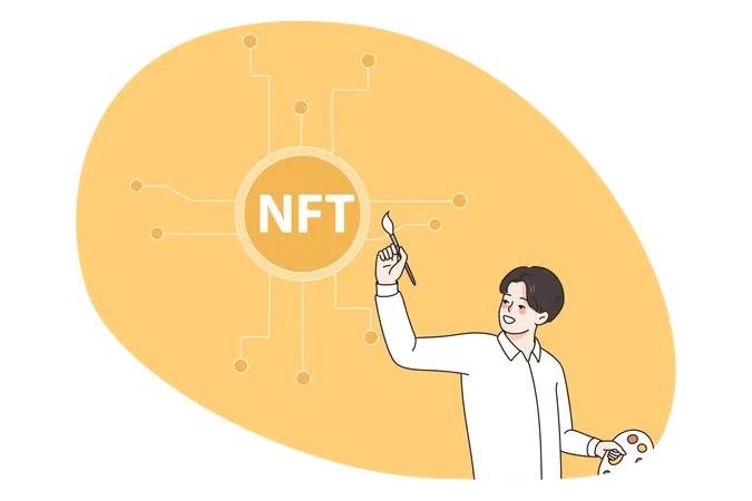 Man showing NFT symbol  Illustration