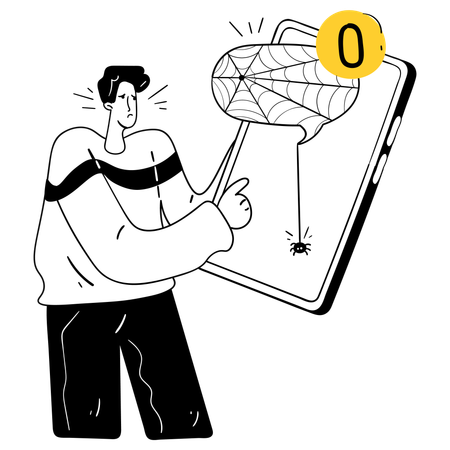 Man showing No Messages Yet  Illustration