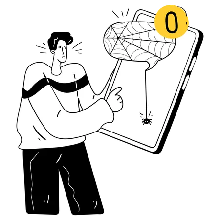 Man showing No Messages Yet  Illustration
