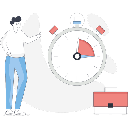 Man showing office time  Illustration
