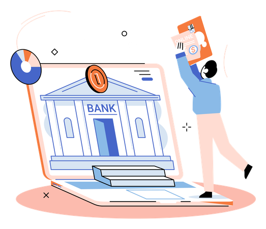 Man showing online banking report  Illustration