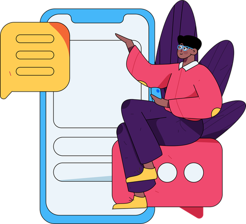 Man showing online comment  Illustration